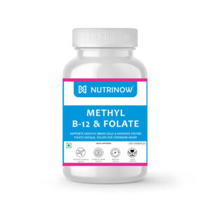 Nutrinow Methyl B12 & Folate | Vitamin B12, Vitamin B6 and Folate for Nerves, Brain Health and Energy l 60 Chewables