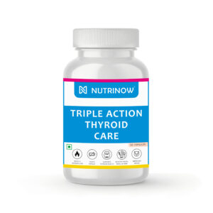 Nutrinow Triple Thyroid Care Capsules | Ashwagandha, Iodine, Selenium & Zinc | Supports Thyroid Function, Metabolism & Energy | Hormonal Balance & Fatigue Support | 60 Veg Capsules