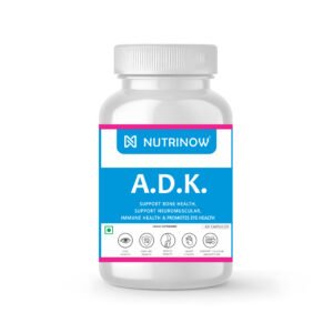 Nutrinow A.D.K. Vitamin Capsules | Vitamin A + Vitamin D3 + Vitamin K2 MK-7 | Bone Strength, Immunity & Eye Health Support | Improvs Calcium Absoption | 60 Veg Capsules